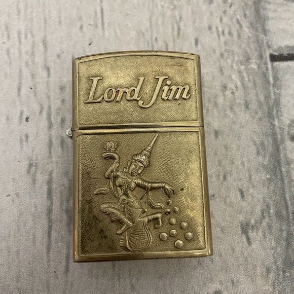 Vintage Amfargo Siam Brass Lighter – Lord Jim, Elephant & Temple Design – Thaila - Picture 1 of 7
